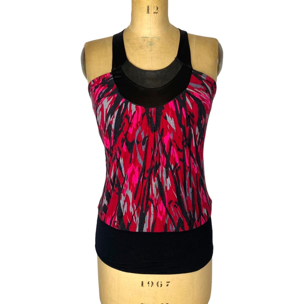 3/$30 Buffalo Y2K Leather Detail Colourful Printed Tank Top Size XS